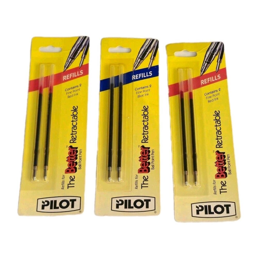 3 VTG Pilot Better Refills Retractable Ball Point Ink Fine Point Red/Blue NOS